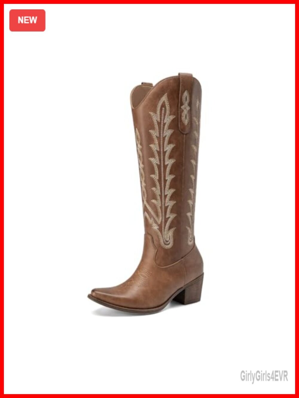 Women's Knee High Cowboy Boots Square Toe Block Heel Slip On Western